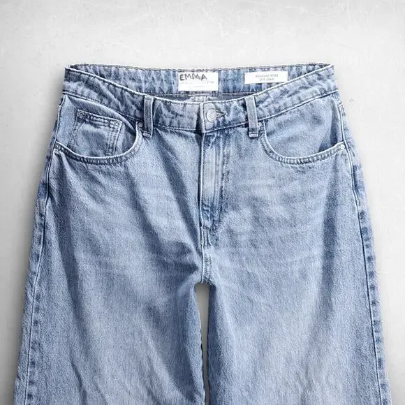 Cotton:On Relaxed Wide Leg Jeans 100% Cotton Denim Women 6 Light Blue Skater 90s - Picture 11 of 13